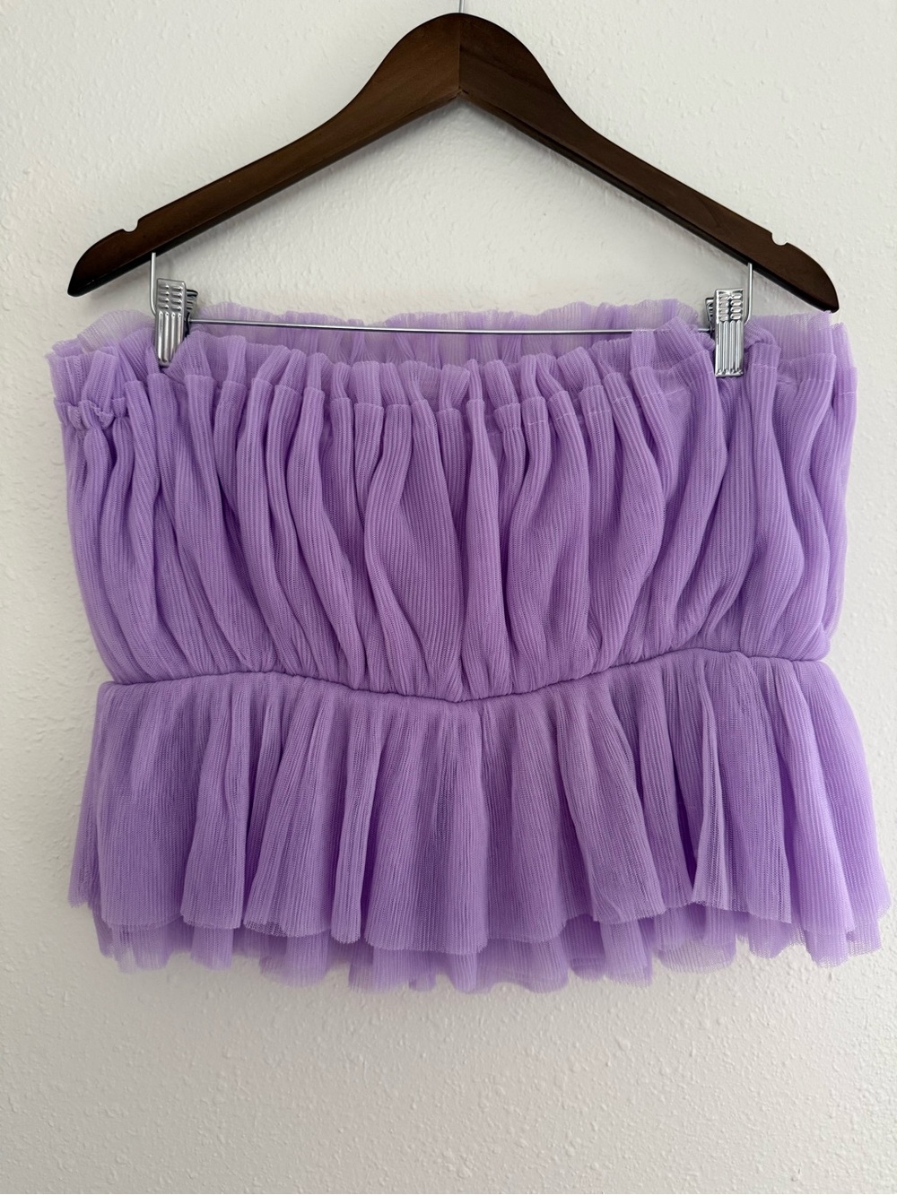Pink Lily Lavender Tulle Ruffle Strapless Tube Top L - Picture 3 of 5